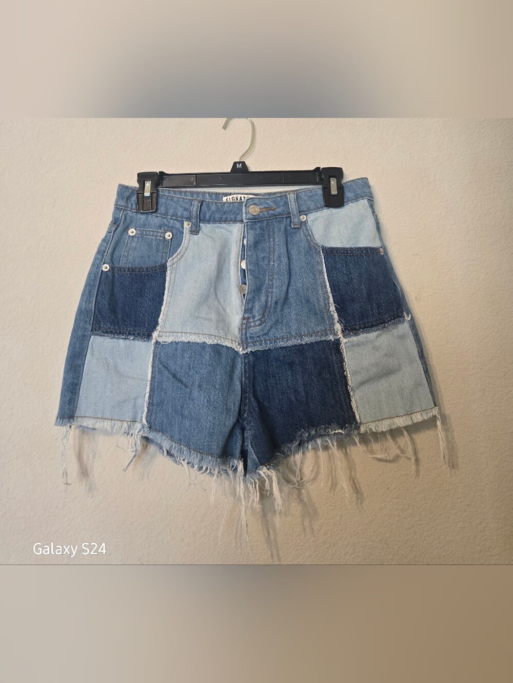 Signature 8 Patchwork Denim Shorts - Blue Multi